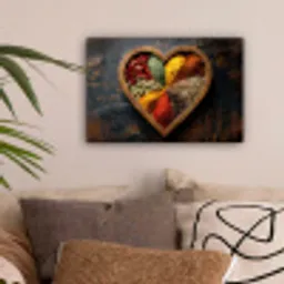 Houten - Hart - Kleurrijke - Specerijen canvas 2cm klein -sfeer1