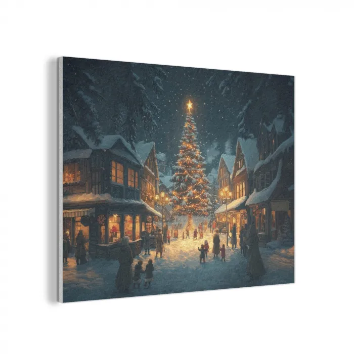 Kerstfeest - Dorp - Donker PET vilt klein -3d