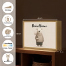 Knuffelbeer - Oranje bloemen - Vriendelijk Light Box met batterij (Wandlamp kind) middel -USP_websiteoverzichtDE