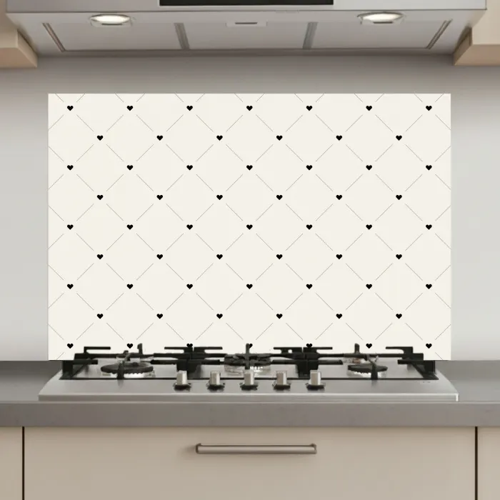 Streep - Hart - Wit - Zwart keuken achterwand spatscherm klein 900 -3d_website