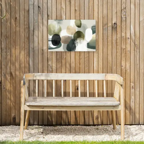 Minimalistisch - Cirkels - Penseelstreken - Beige Tuinposter op houten frame 2 cm dik klein -sfeer4