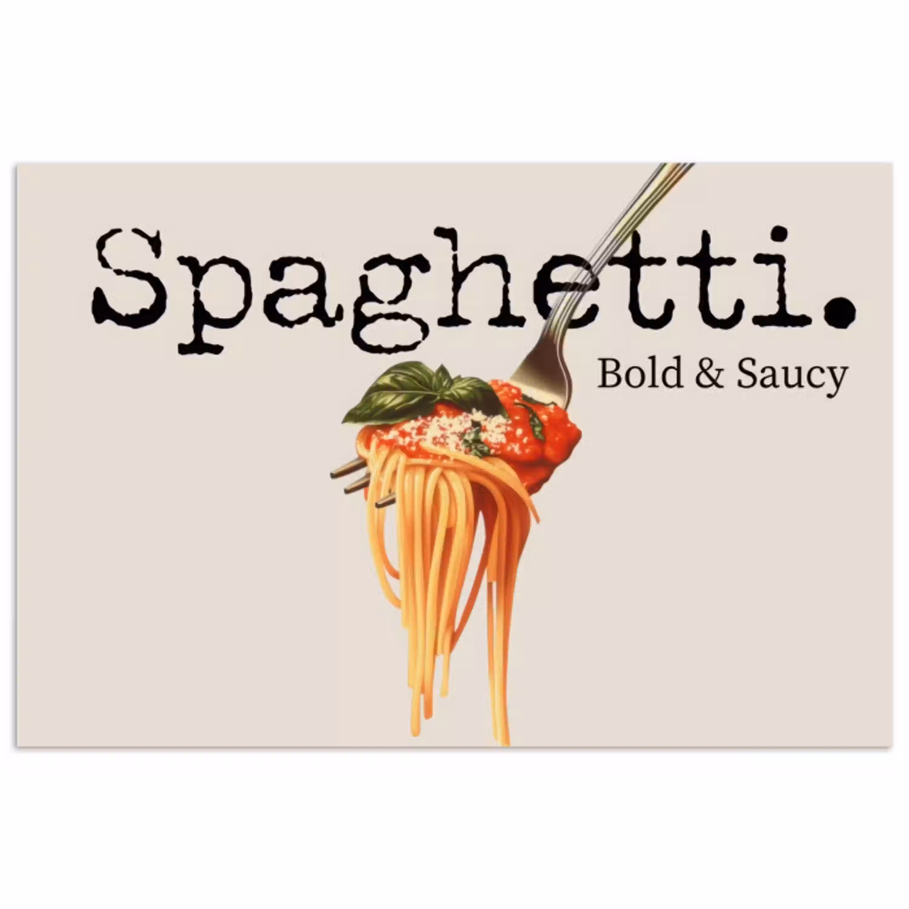 Spaghetti - tomatensaus - Parmezaanse kaas poster papier klein -3d