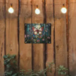 Vlinder - Roze - Bloemen - Bladeren tuinposter los doek klein -sfeer1