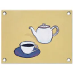 Theepot - Kopje - Beige - Illustratie tuinposter los doek klein -3d