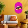 Hotdog - Roze - Retro Wandcirkel Ovaal Forex klein -sfeer4