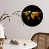 Wereldkaart - Goud - Druipen - Zwart Wandcirkel kunststof plaat 5mm dik klein -sfeer4