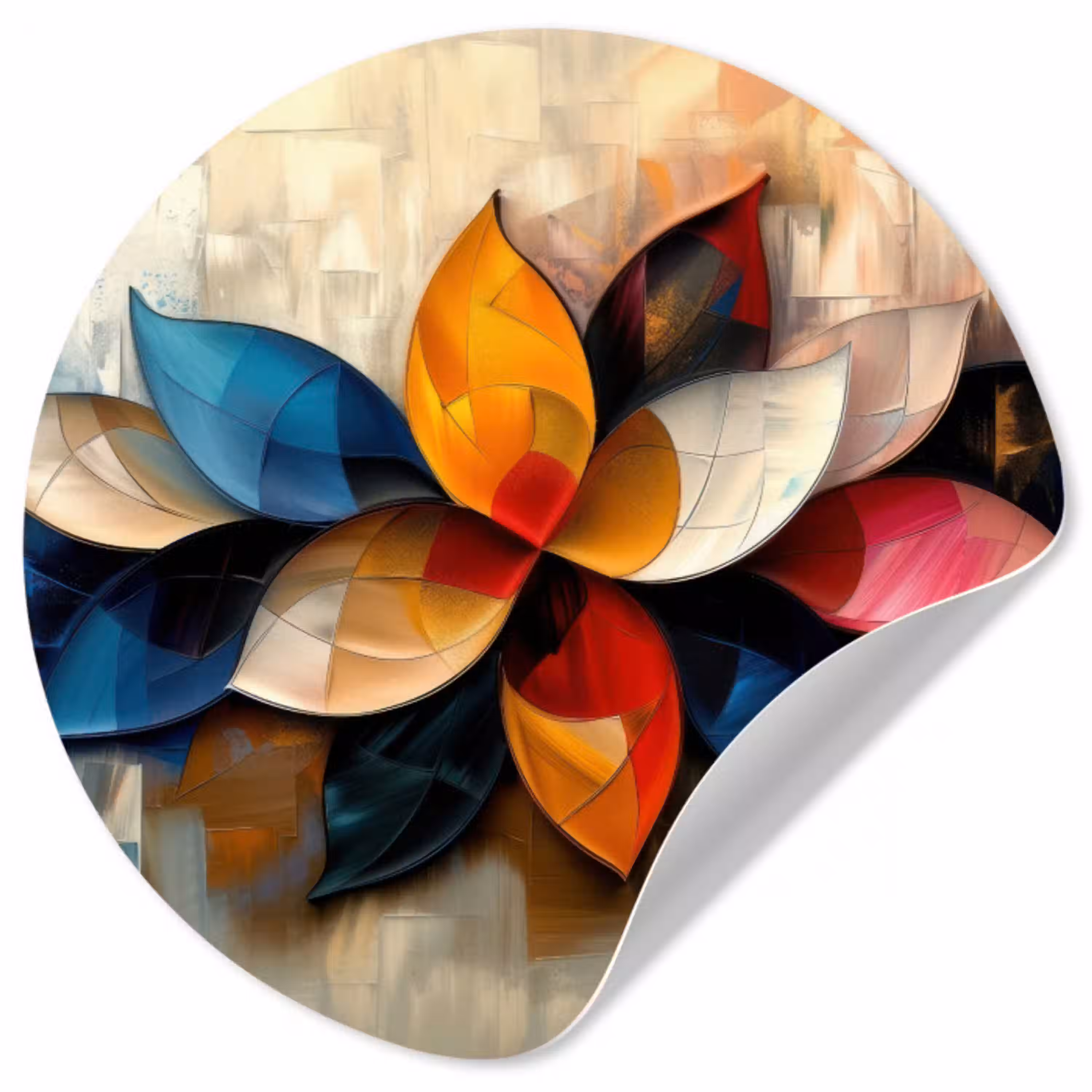 Bloem - Abstract - Kleurrijk - Bladeren Wandcirkel behangsticker klein -3d