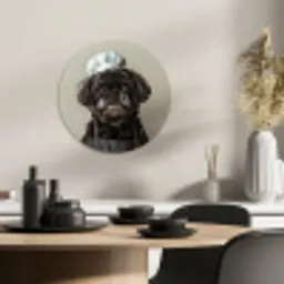 Kokskleding - Zwart - Hondje KitchenYeah - Keuken - Wandcirkel Forex klein -sfeer2