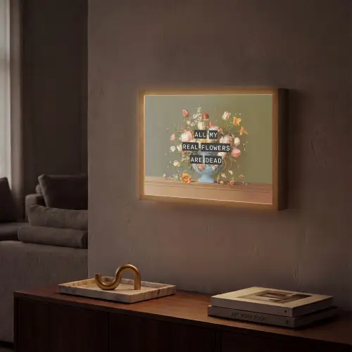 Bloem - Quote - Vintage - Art Light Box met batterij (Wandlamp) middel -sfeer1