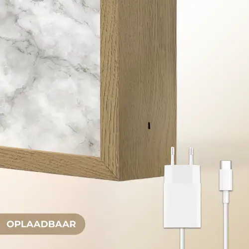 Grijs - Marmer - Klassiek - Aders Light Box met batterij (Wandlamp) middel 907 -USP_websiteoplaadbaarNL