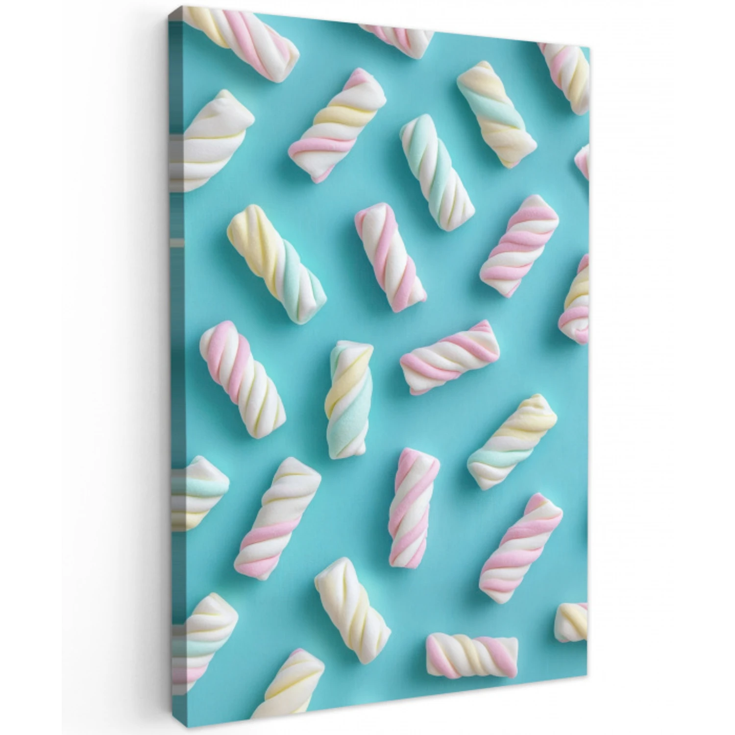 Spekjes - Pastel - Snoep - Blauw Tuinposter op houten frame 2 cm dik middel -3d