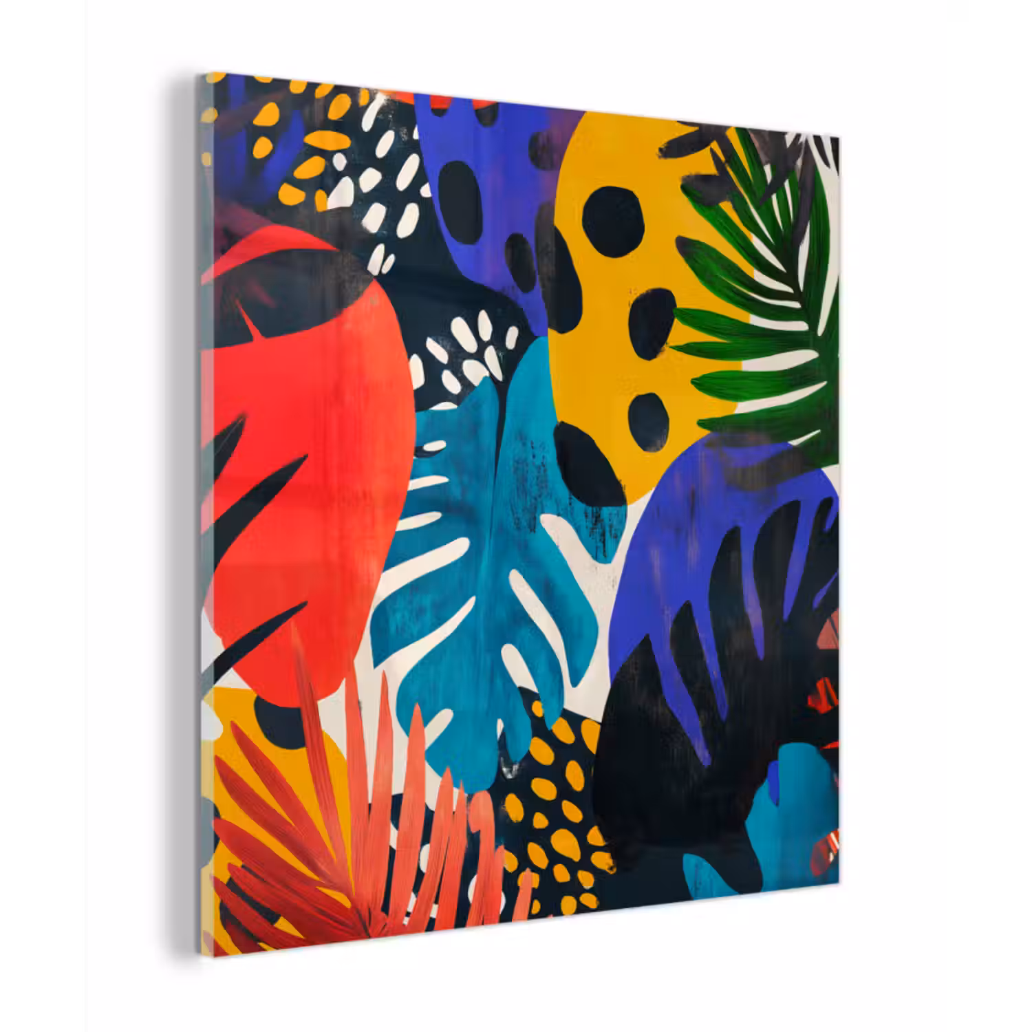 Glas schilderij - Bladeren - Vormen - Abstract - Kleurrijk