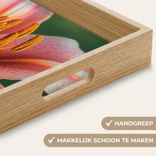 Lelie - Close up - Lichtroze Dienblad Rechthoek middel -USP_HandgreepNL