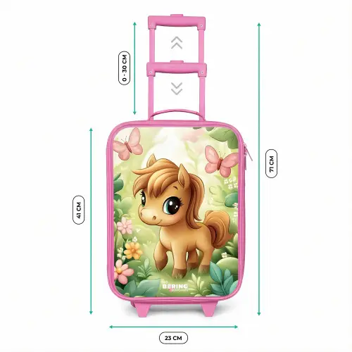 Paard - Bloemen - Vlinders Kinderkoffer - Roze klein -productfoto_formaten