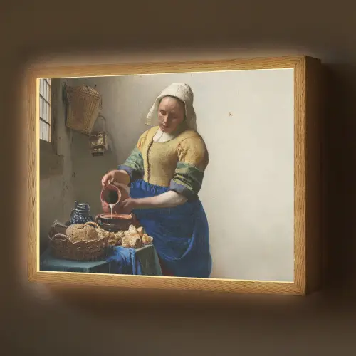 Het melkmeisje - Kunst - Oude meesters - Vermeer Light Box met batterij (Wandlamp) middel -z3d_website