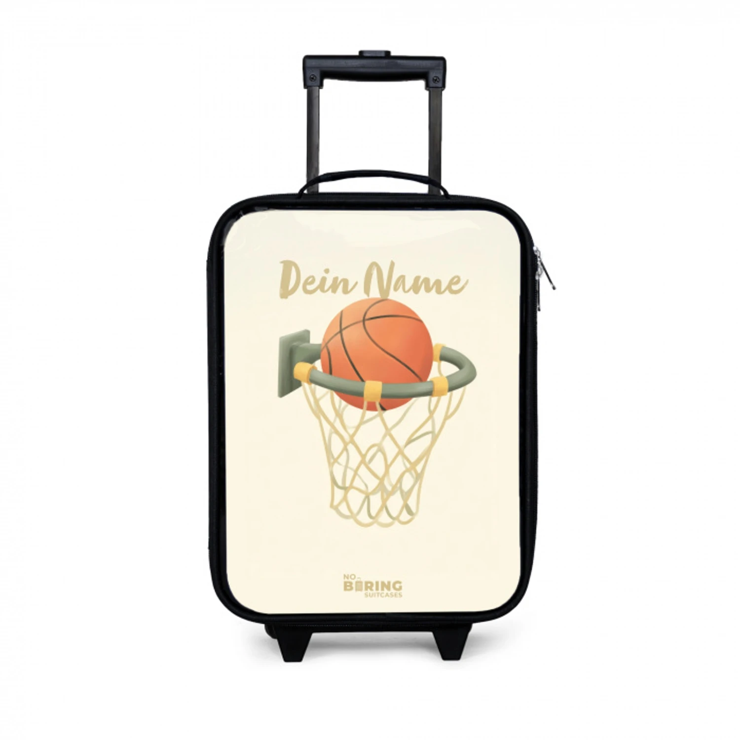 Basketbal in neutrale kleuren Kinderkoffer - Zwart klein -3d