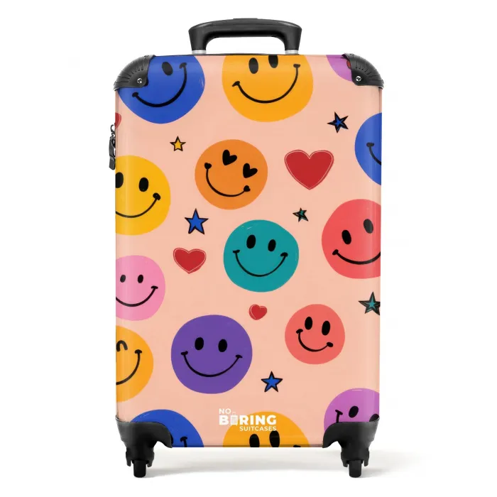 Patroon van kleurrijke smiley's NBS - Handbagage koffer - Kinderen Unisex middel -productfoto_recht