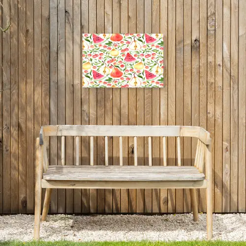 Fruit - Watermeloen - Kersen - Peer Tuinposter op houten frame 2 cm dik klein 845 -sfeer4