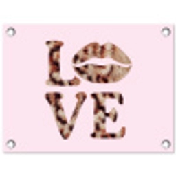 Tekst - Love - Pantervacht - Lichtroze tuinposter los doek klein -3d