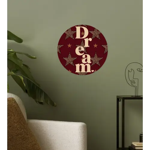Sterren - Luipaardprint - Dream - Bordeaux Wandcirkel behangsticker klein -sfeer2