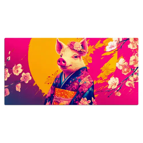 Varken - Bloemkroon - Kimono - Abstract Muismat XXL klein -3d_leeg