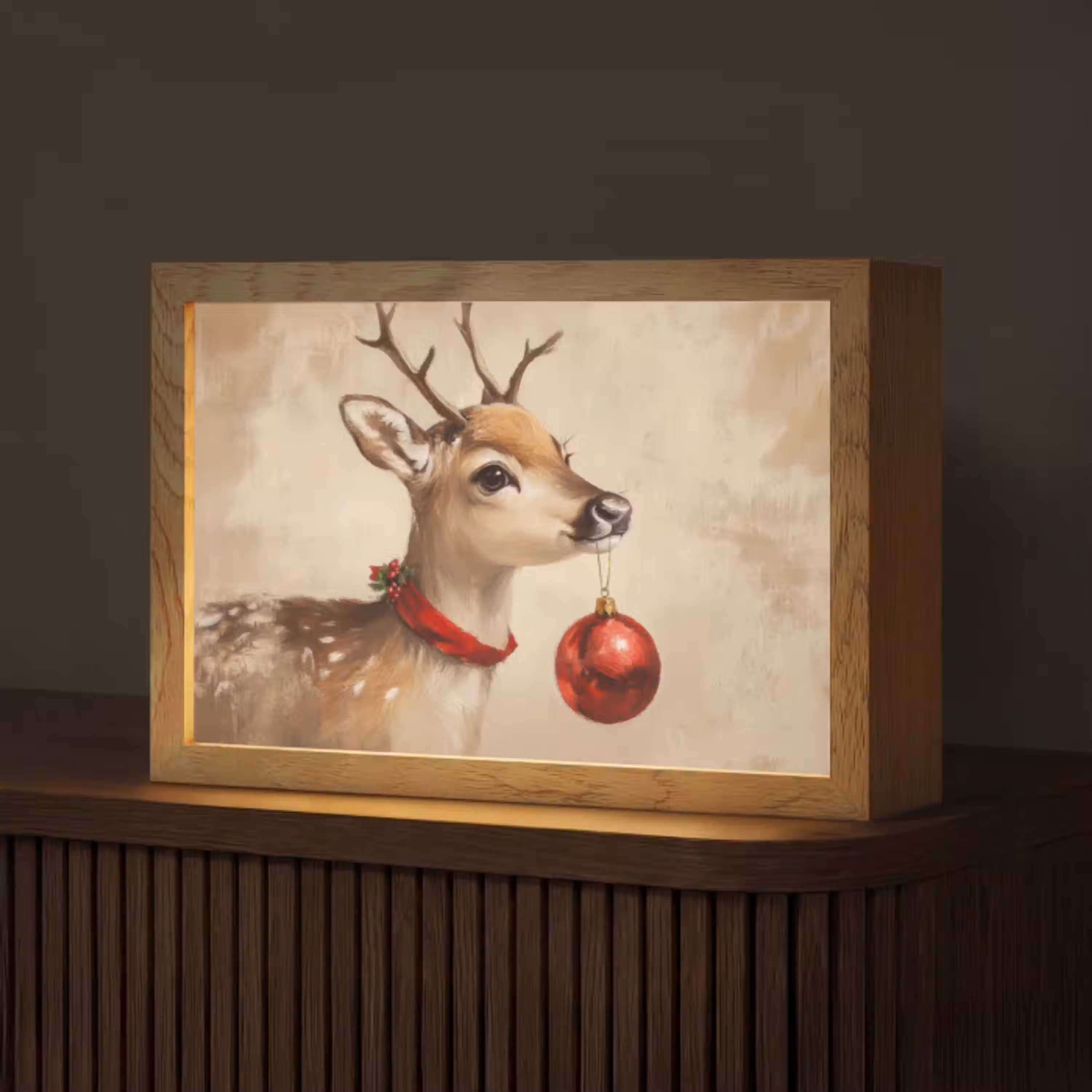 Kerst - Hert - Gewei - Kerstbal - Rendier Light Box met kabel (Tafellamp) klein -z3d_website