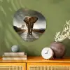 Olifant - Weg - Dieren - Zonsondergang - Landschap Wandcirkel Organisch Forex 3mm klein -sfeer2
