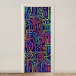 Retro - Abstract - Neon deurposter klein -3d_beige