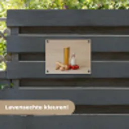 Spaghetti - Melk - Tomaten - Eieren - Brood tuinposter los doek klein -sfeer3