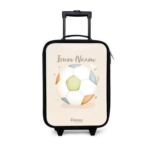 Voetbal in beige pastel kleuren Kinderkoffer - Zwart klein -3d