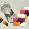 Vormen - Abstract - Kleurrijk onderzetter kurk middel -sfeer4