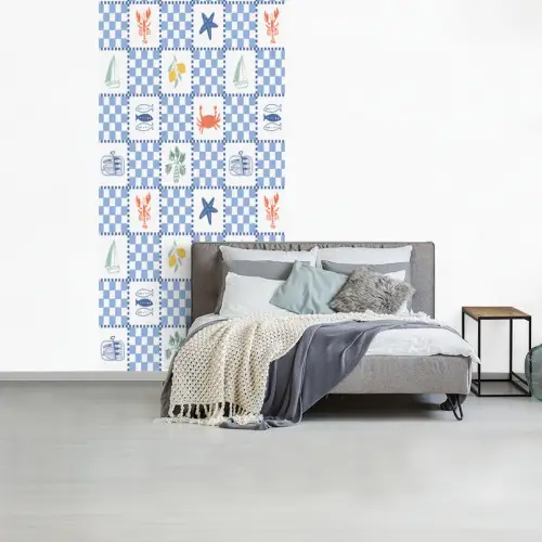 Zee - Sfeer- Mozaïek - Blauw fotobehang vinyl groot 64 -slaapkamer