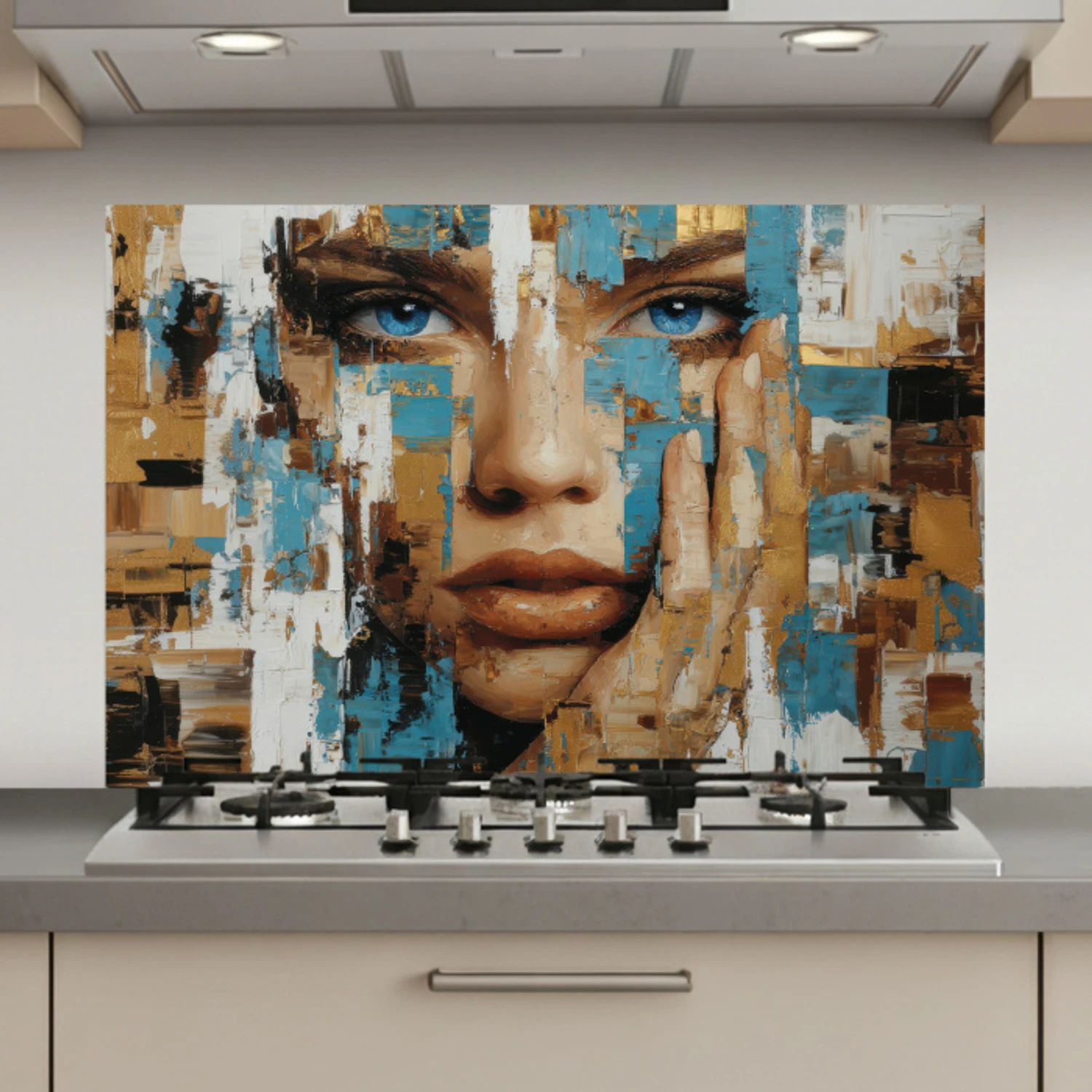 Abstract - Penseelstreken - Blauw - Gezicht keuken achterwand spatscherm klein -3d_website