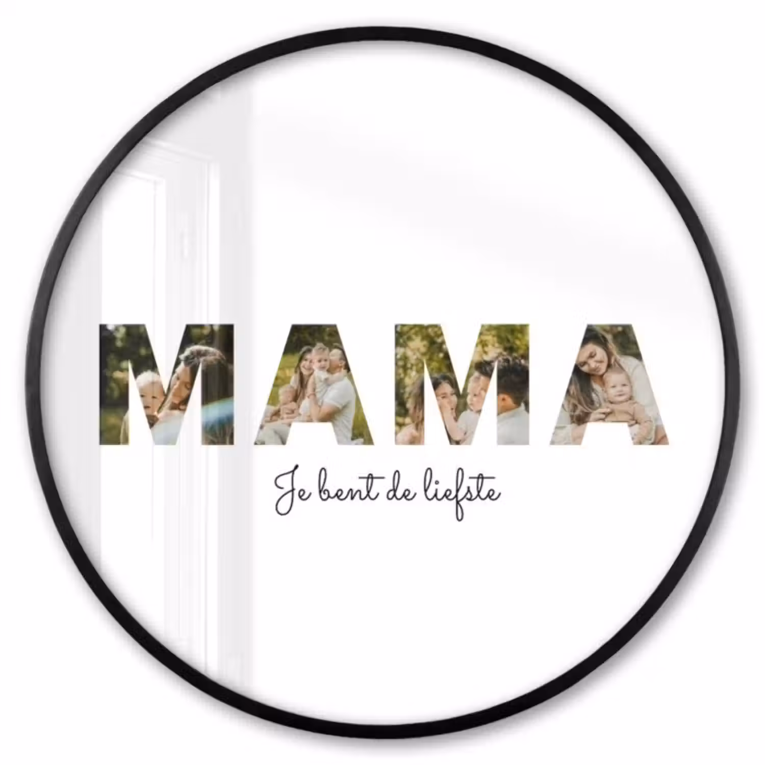 Gepersonaliseerde ronde fotolijst - Mama - Lettercollage