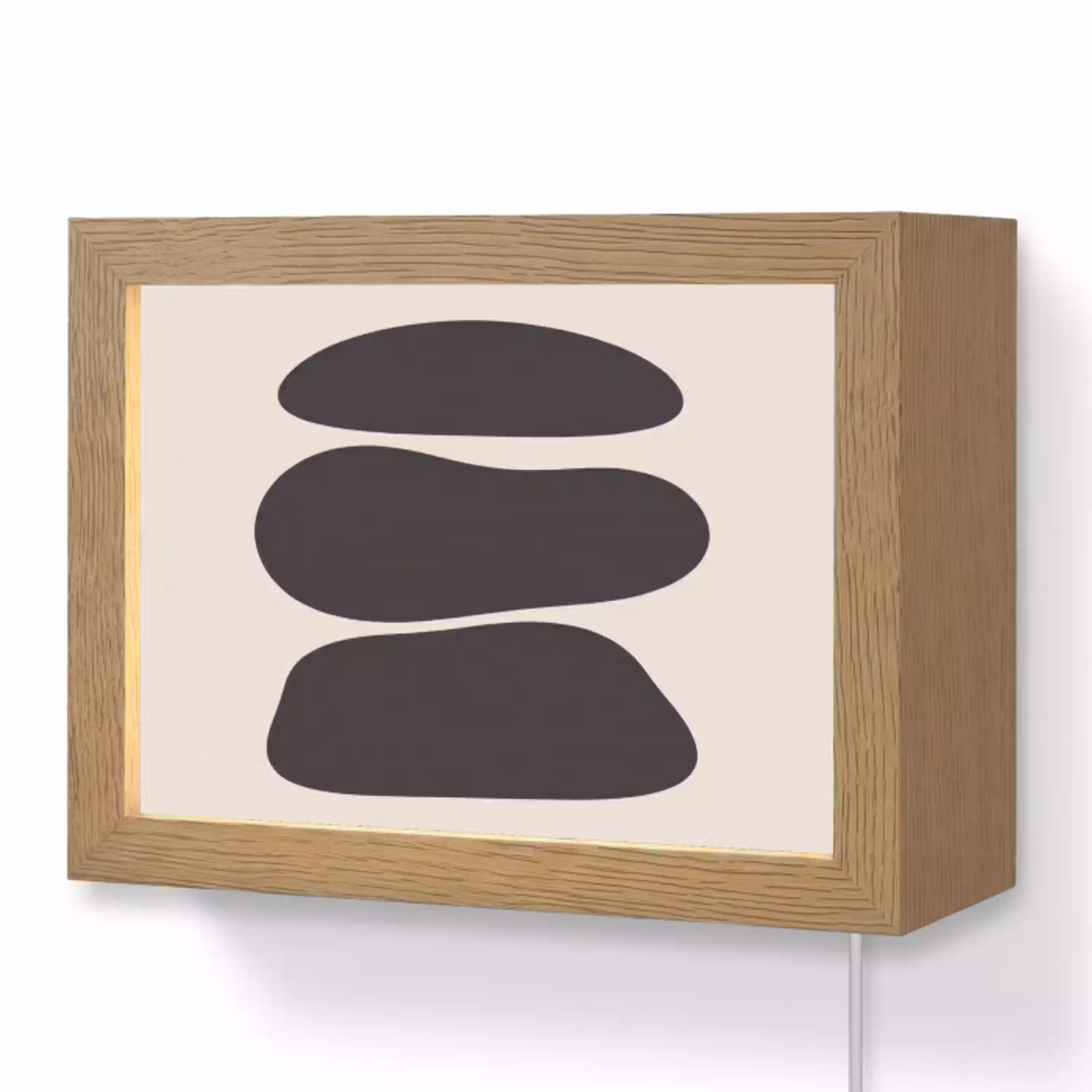 Vormen - Organisch - Zwart Light Box met kabel (Wandlamp) klein -3d