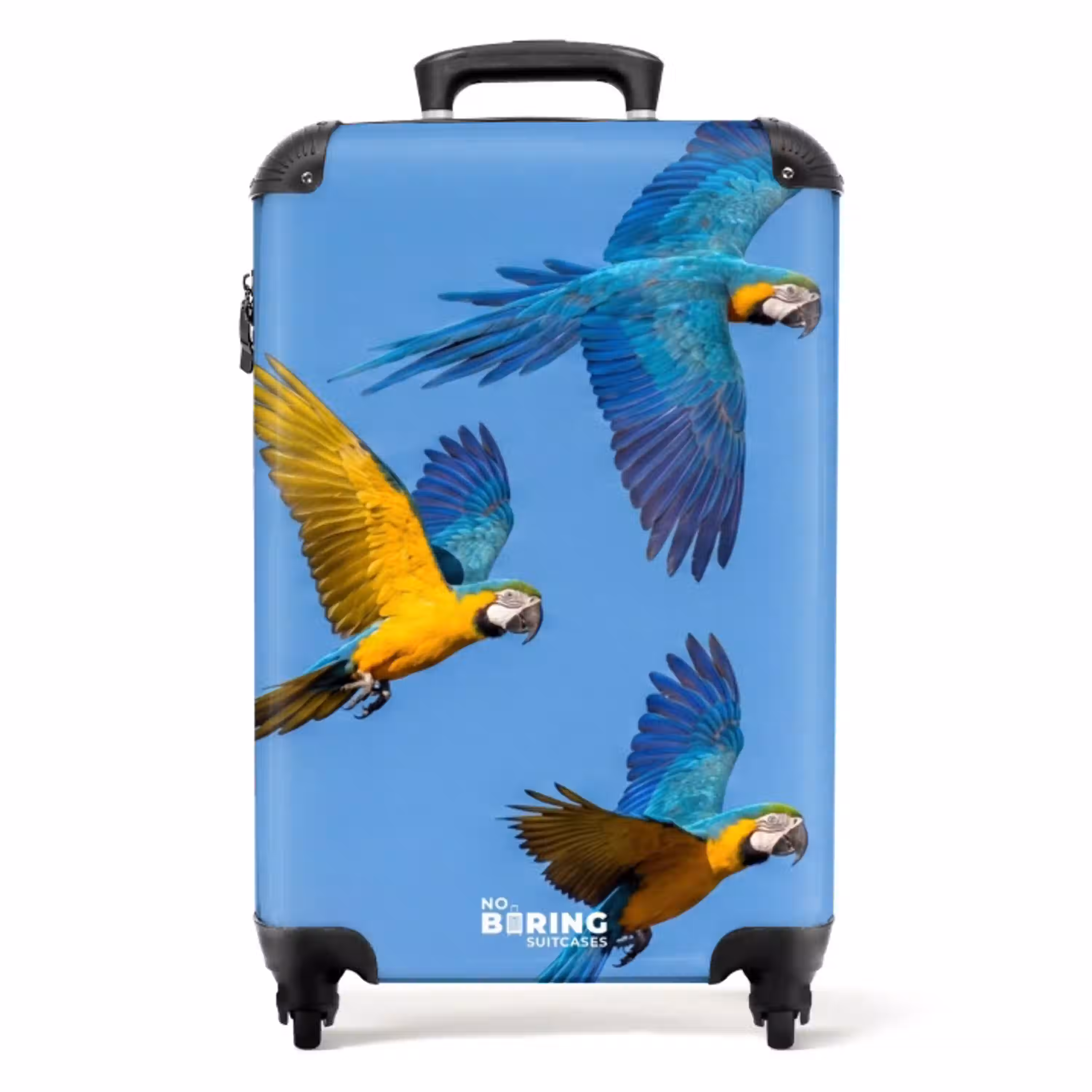Papagaai - Vliegen - Blauw - Geel NBS - Handbagage koffer - Volwassenen Unisex middel -productfoto_recht
