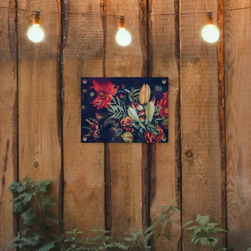 Boeket - Stilleven - Bloemen - Planten - Rood tuinposter los doek klein -sfeer1