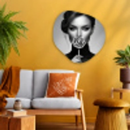 Vrouw - Lolly - Zwart Wandcirkel Organisch Plexiglas middel -sfeer4