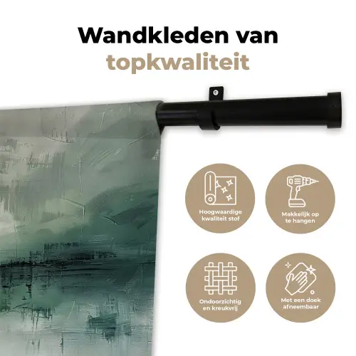 Groen - Modern - Abstract - Goud Wandkleed katoen klein -sfeer2