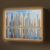 Skyline - Wolkenkrabbers - Water - Blauw Light Box met batterij (Wandlamp) middel -z3d_website