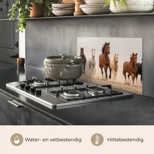 Kudde paarden - Stofwolk - Bruin - Zwart keuken achterwand spatscherm klein -usp_NL