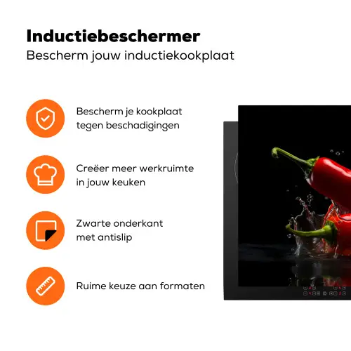 Peper - Rood - Zwart - Water - Groente Inductie beschermer vinyl 3mm klein -zzzzzzz-td-ups