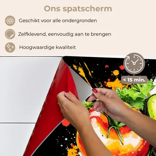 Tomaat - Avocado - Peper - Graffiti - Verf - Modern keuken achterwand spatscherm klein -spatscherm_NL