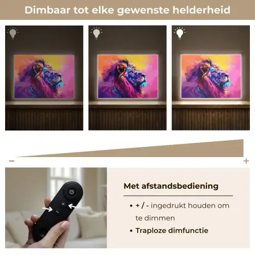 Leeuw - Verf- Kleuren - Dier Light Box met batterij (Wandlamp kind) middel -USP_dimbaarNL