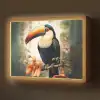 Toekan - Vogel - Bloemen - Planten Light Box met batterij (Wandlamp) middel -z3d_website