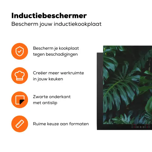 Monstera -  Inductie beschermer - Bladeren - Tropical - Afdekplaat voor kookplaat Inductie beschermer vinyl 3mm groot -zzzzzzz-td-ups