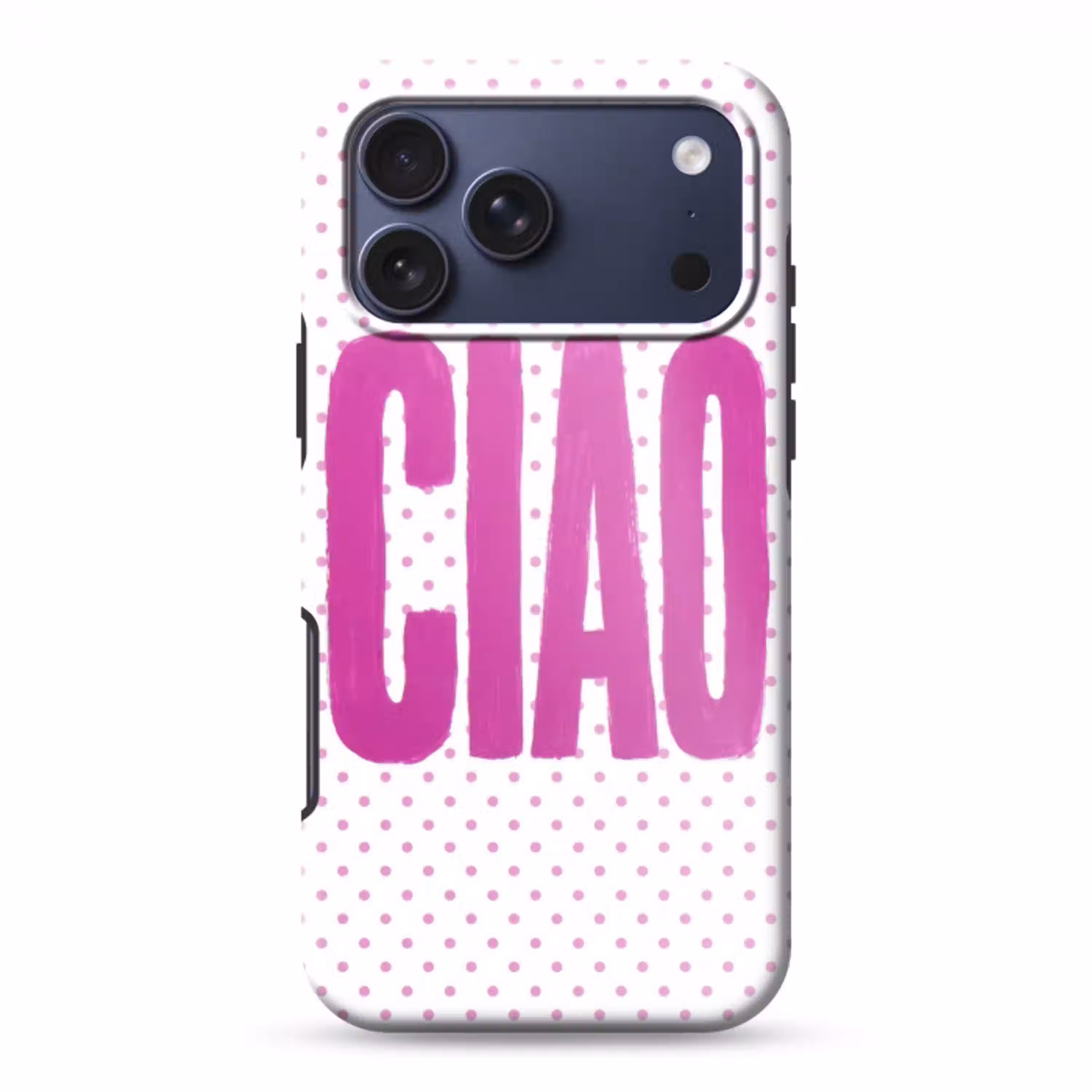 Ciao - Stippen - Roze - Wit Toughcase MagSafe Apple iPhone 17 Pro Max klein -3d