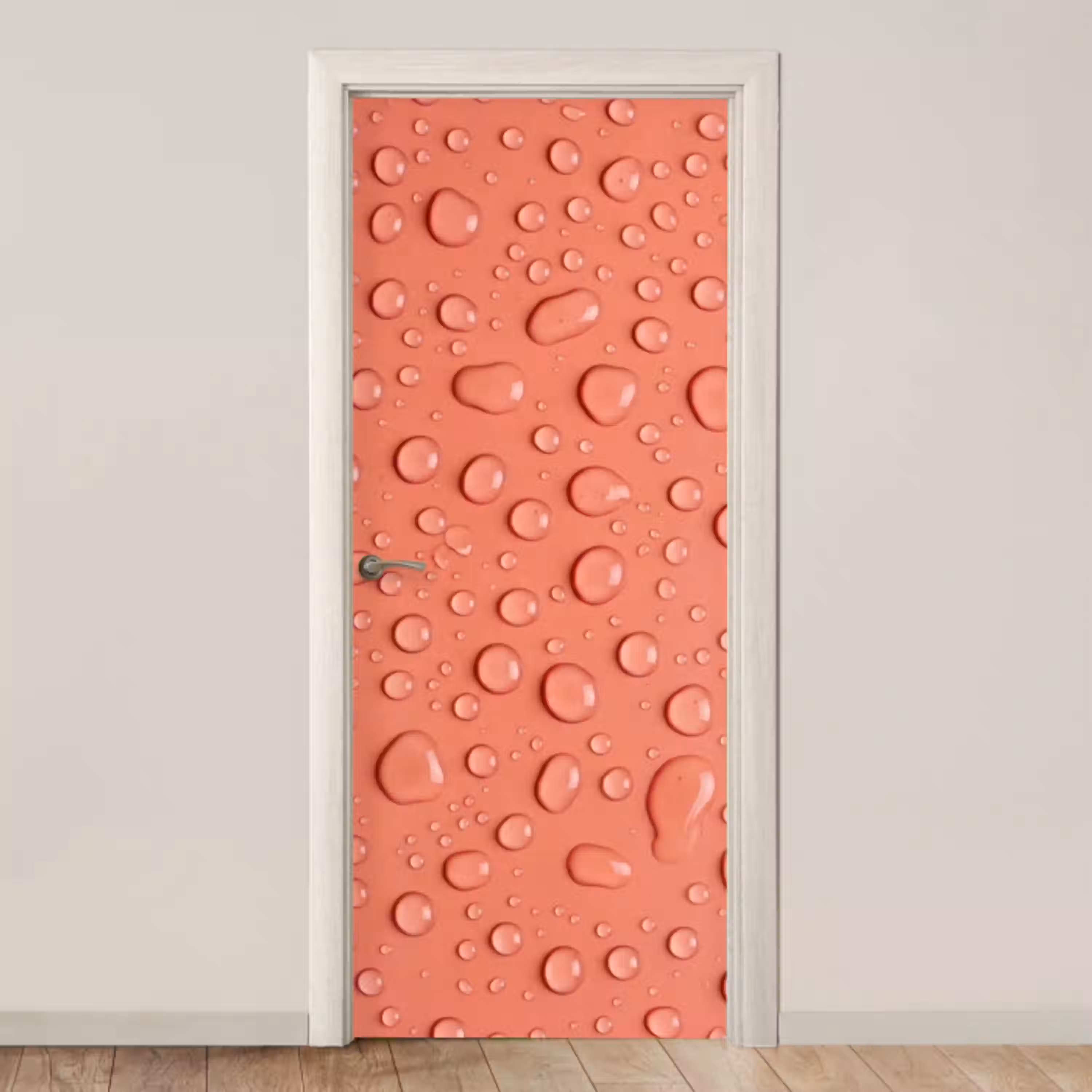 Water - Druppels - Roze deurposter klein -3d_beige