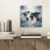 Wereldkaart - Blauw - Abstract aluminium wit klein -sfeer1