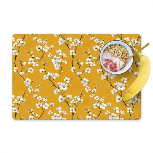 Bloesemtak - Aquarel - Geel Placemat vinyl groot 368 -zzzproduct_Kitchenyeah-website